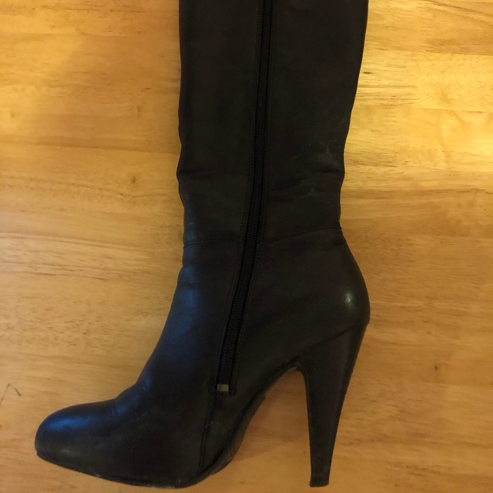Aldo black leather boots knee high size 6